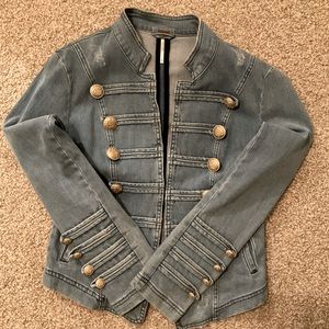 Free People Denim Military Jacket